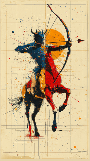 Minimalist Abstract Sagittarius in Primary Colors