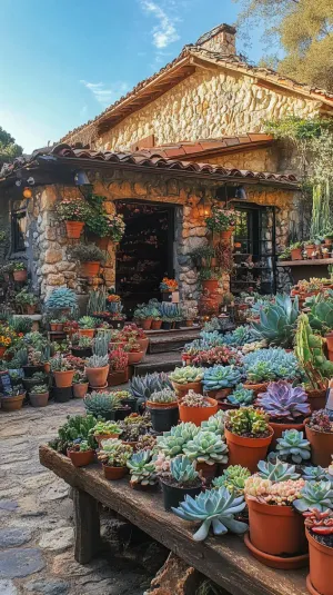 Rustic Stone Cottage with a Pop-Up Plant Display
