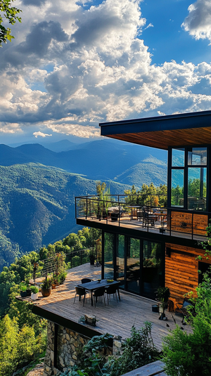 Scenic View of Carpathian Mountains with Modern Cottages