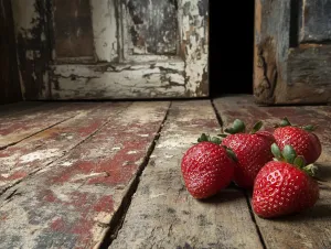 Strawberries' Symphony on a Rustic Stage