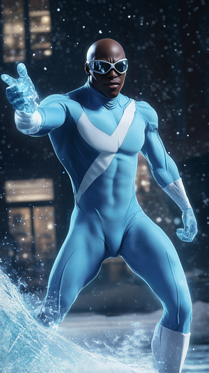 Vintage Live-Action Frozone in 1970s Dark Fantasy Aesthetic
