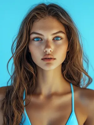 Beauty and Confidence in Blue, A Serene Portrait