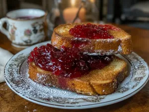 Golden Toast Topped with Jam