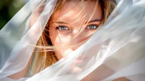 Veiled Enigma: The Mystery in Her Blue Eyes