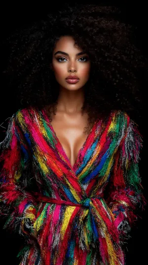 Woman with Afro in Vibrant Dress